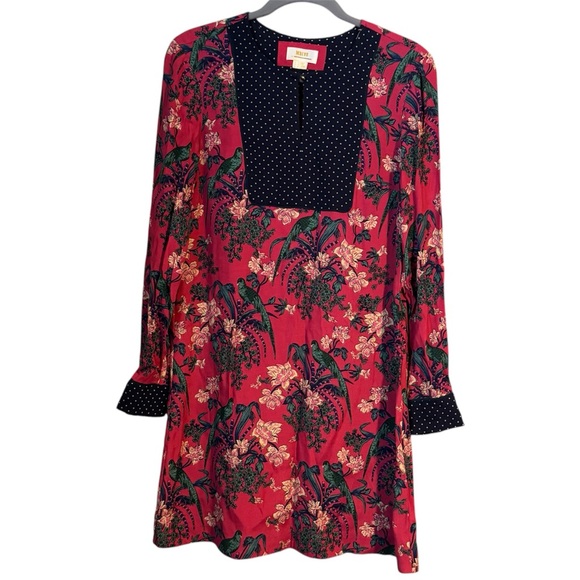 Anthropologie Maeve Floral Long Sleeve Dress with Polka Dot Accents - Picture 4 of 13